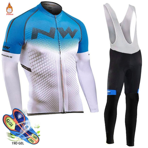 2019 Pro Team Winter Thermal Fleece Cycling Clothes Men Long Sleeve Jersey Suit Outdoor Riding Bike MTB Clothing Bib Pants Set