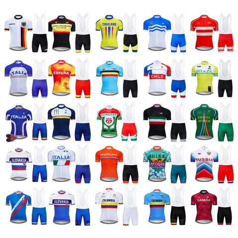 2019 National Team Cycling Jersey 9D Bib Set Bicycle Clothing MTB Uniform Quick Dry Bike Clothes Mens Short Maillot Culotte Suit