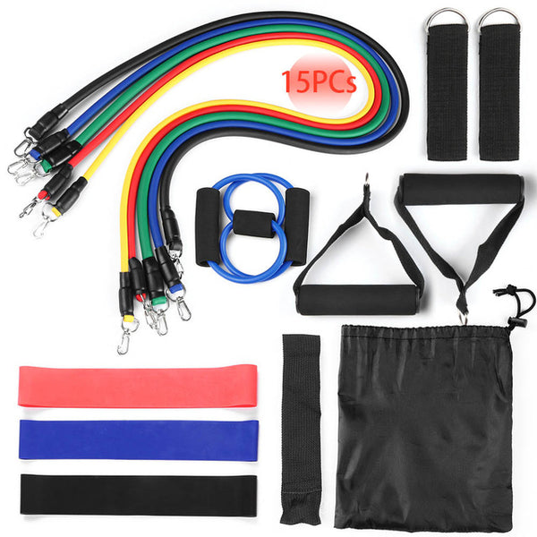 17Pcs Resistance Bands Set Fitness Rubber Bands Exercise Equipment Workout Home Elastic Band for Sports Exercise Bands Pilates