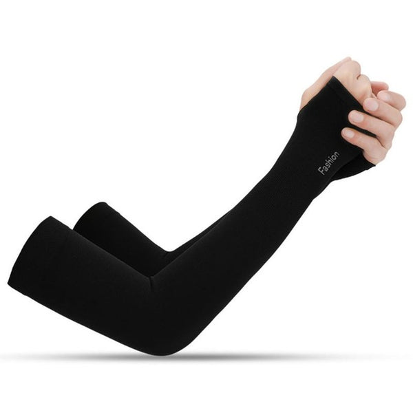 Women Men UV Protection Cooling Arm Sleeves Compression Sunscreen Long Cover Fingerless Gloves for Running Cycling Fishing Sport