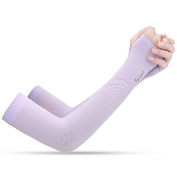 Women Men UV Protection Cooling Arm Sleeves Compression Sunscreen Long Cover Fingerless Gloves for Running Cycling Fishing Sport