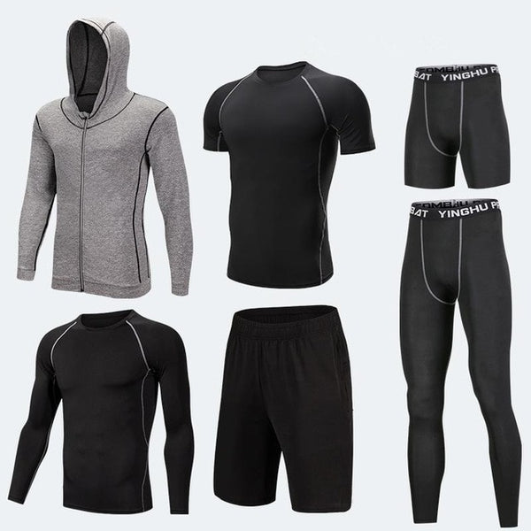 Men's Compression Sportswear Suits Gym Tights Training Clothes Workout Jogging Sports Set Running Tracksuit Dry Fit Plus Size