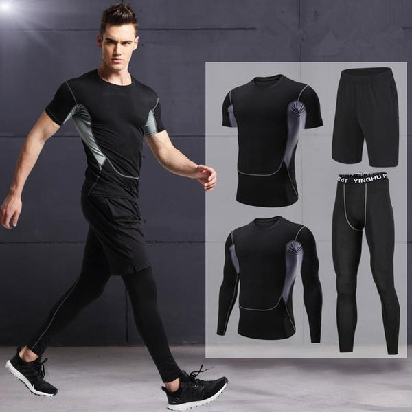Men's Compression Sportswear Suits Gym Tights Training Clothes Workout Jogging Sports Set Running Tracksuit Dry Fit Plus Size